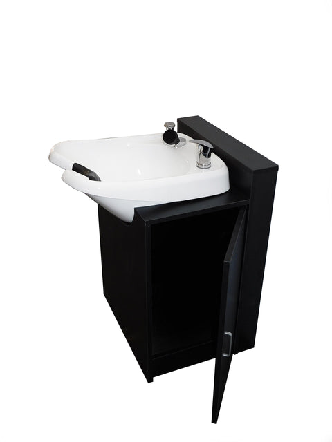 White CERAMIC Streamline Beauty salon shampoo bowl & Floor Cabinet w/Storage TLC-W33FC
