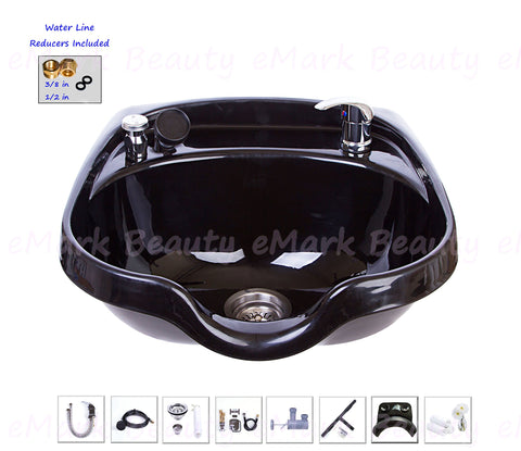 Round ABS Plastic Shampoo Bowl with Cabinet & Auto-Reclining Chair - Classic Salon Station Package