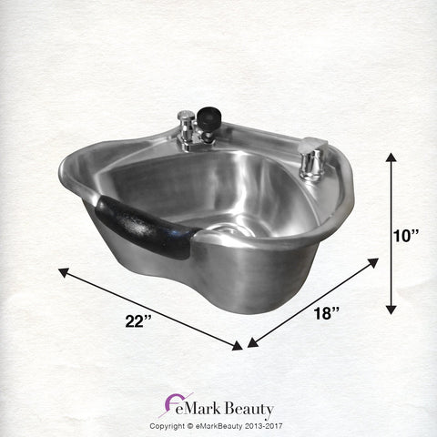 Round Brushed Stainless Steel Shampoo Bowl - Classic Salon Sink for Professional Use