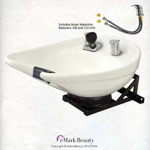 White Ceramic Beauty Salon Backwash Shampoo Bowl Salon Sink with Shampoo Cabinet TLC-W07TC