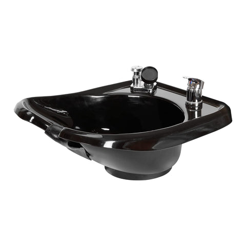 Black plastic tilting shampoo bowl, black cabinet with side door MSR-B13TiltingCabinet