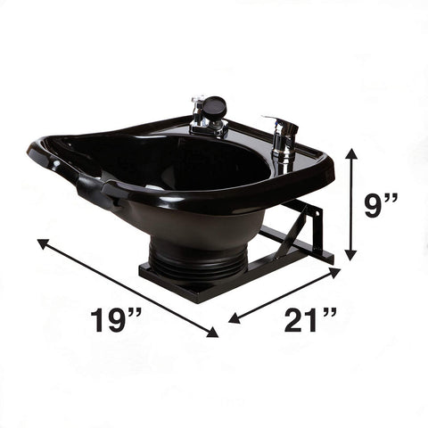 Black ABS Plastic Tilting Shampoo Bowl Wall Mounted - Ergonomic Salon Sink