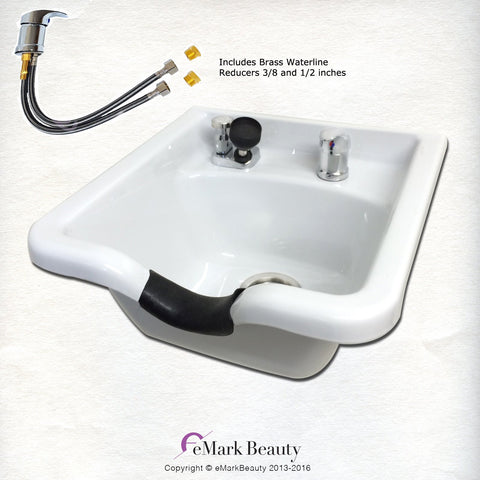 White ABS Plastic Shampoo Bowl Floor Cabinet & Towel Cabinet Package TLC-W11-FC-TC