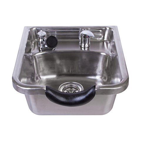 Brushed Stainless Steel Shampoo Bowl - Professional Salon Sink for Wall or Cabinet Mount