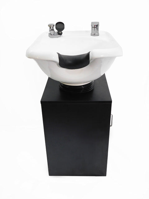 Tilting White Ceramic Beauty Salon Shampoo Bowl Salon Sink with Shampoo Cabinet TLC-W33TILT-C