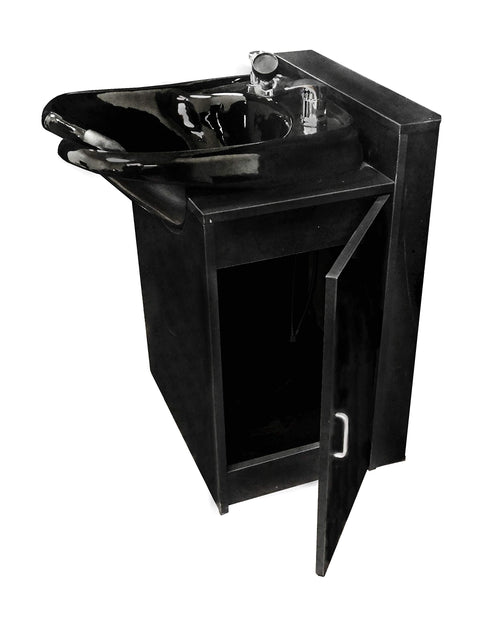 Black Streamline Ceramic Beauty Salon Shampoo Bowl w/Floor Cabinet TLC-B33FC