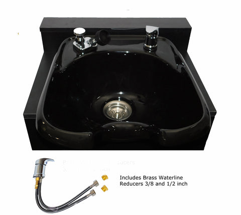 Black Streamline Ceramic Beauty Salon Shampoo Bowl w/Floor Cabinet TLC-B33FC