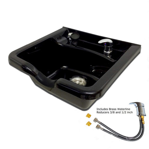 Extra Wide Black ABS Plastic Shampoo Bowl - Professional Salon and Spa Hair Sink
