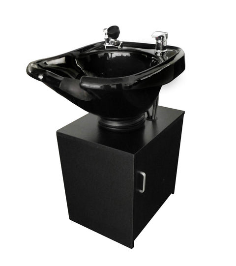 Tilting Black Ceramic Beauty Salon Shampoo Bowl Salon Sink with Shampoo Cabinet TLC-B33TILT-C