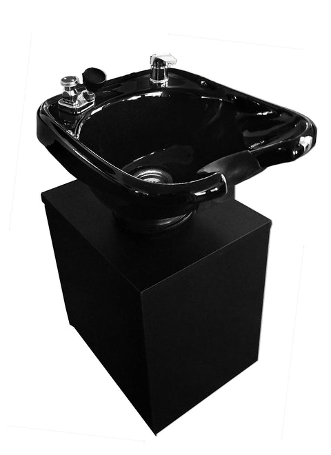Tilting Black Ceramic Beauty Salon Shampoo Bowl Salon Sink with Shampoo Cabinet TLC-B33TILT-C