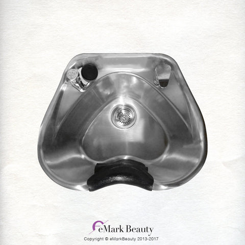 Round Brushed Stainless Steel Shampoo Bowl - Classic Salon Sink for Professional Use
