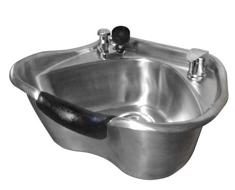Round Brushed Stainless Steel Shampoo Bowl - Classic Salon Sink for Professional Use