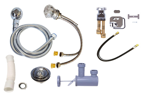 eMark Beauty Shampoo Bowl Replacement parts Kit w/Diverter Spray Hose and Crystal Faucet Backwash Unit Salon Quality TLC-116K.77DH