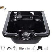 Square ABS Plastic Shampoo Bowl with Floor Cabinet, Towel Warmer & Auto-Reclining Chair - Complete Salon Station