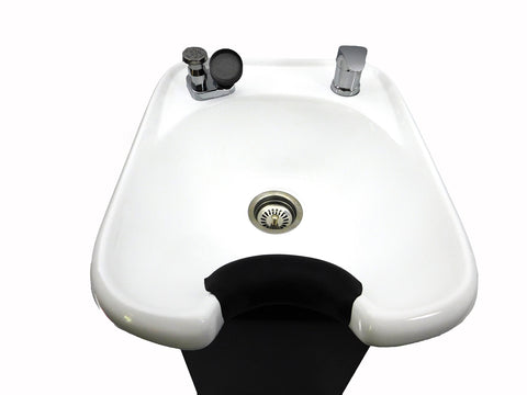 Tilting White Ceramic Beauty Salon Shampoo Bowl Salon Sink with Shampoo Cabinet TLC-W33TILT-C