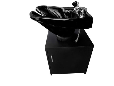 Tilting Black Ceramic Beauty Salon Shampoo Bowl Salon Sink with Shampoo Cabinet TLC-B33TILT-C
