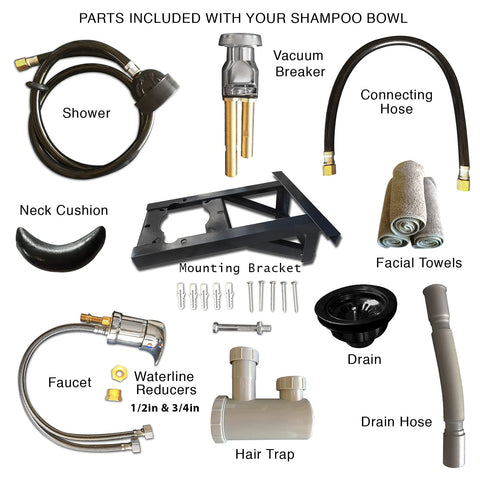 Black ABS Plastic Adjustable Tilting Shampoo Bowl Wall Mounted - Ergonomic Salon Sink