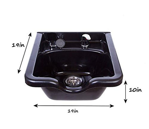 Black Square Mounted ABS Plastic Shampoo Bowl Sink Black Cabinet TLC-B11-BC16