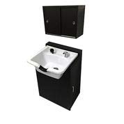 Extra Wide White Shampoo Bowl Towel Storage Cabinet Reclining Chair Shampoo Cabinet TLC-W22-FC-TC